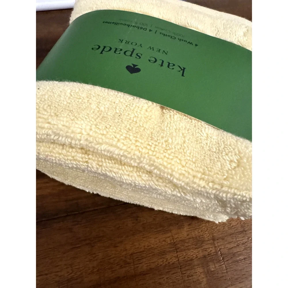 Kate Spade New York Set of 4 Wash Cloths 100% Cotton Yellow 13